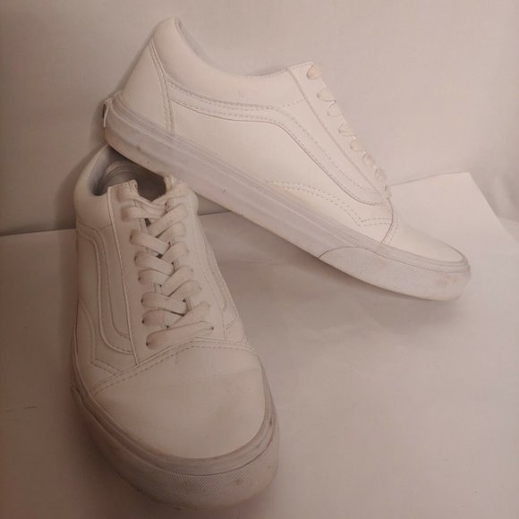 Vans Off The Wall Men's 8 Women's 9.5 Skate Shoes White Leather Sneakers EUC - Picture 6 of 12